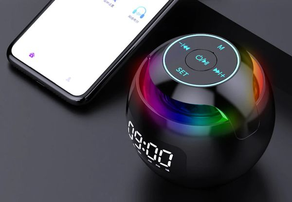 Spherical Digital Clock with Bluetooth Speaker - Three  Colours Available