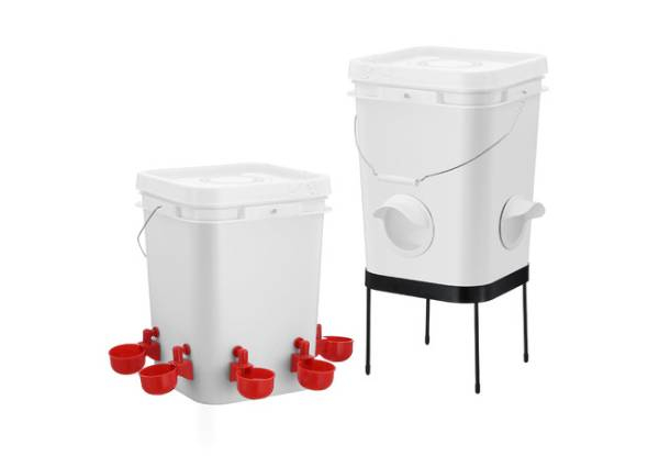 Automatic 20L Chicken Feeder Waterer Set with Stand