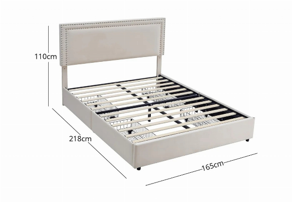 Ambria Linen Beige Queen Bed Frame