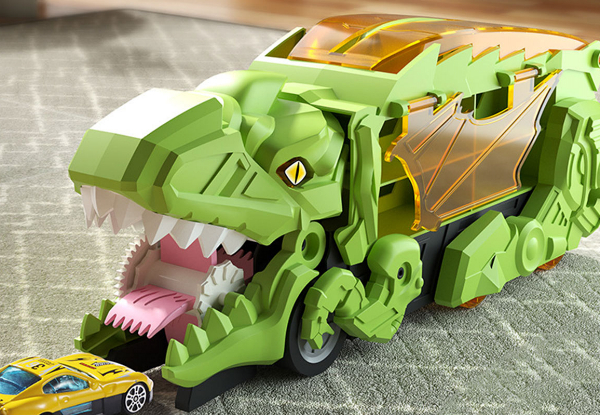 Dinosaur Truck Car Carrier with Six Pull Back Toy Set - Two Colours Available