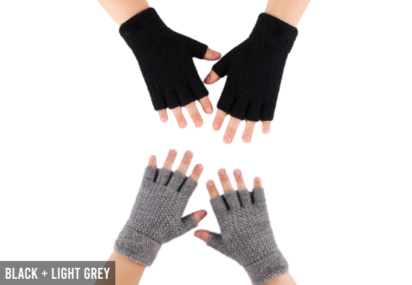 Knitted Fingerless Gloves - Four Colours & Option for Two-Pack Available