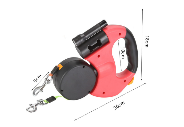 Dual-Head Automatic Retractable Dog Leash - Available in Two Colours & Option for Two-Pack