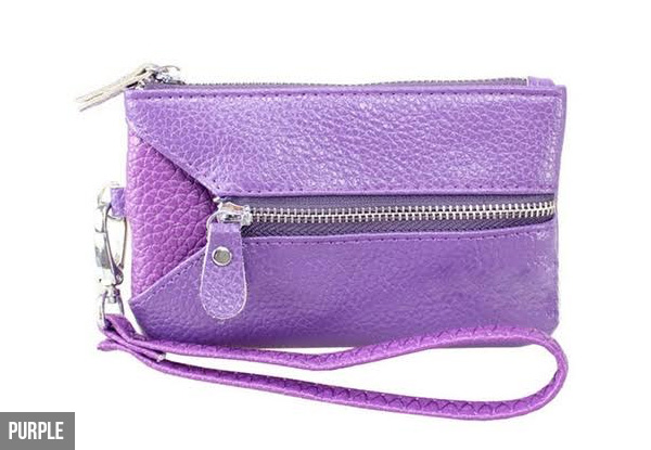 Leather Look Zippered Wallet - Ten Colours Available with Free Delivery