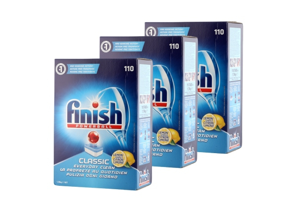Two-Pack of Finish Classic Lemon 110’s Dishwashing Tablets - Option for Three-Pack