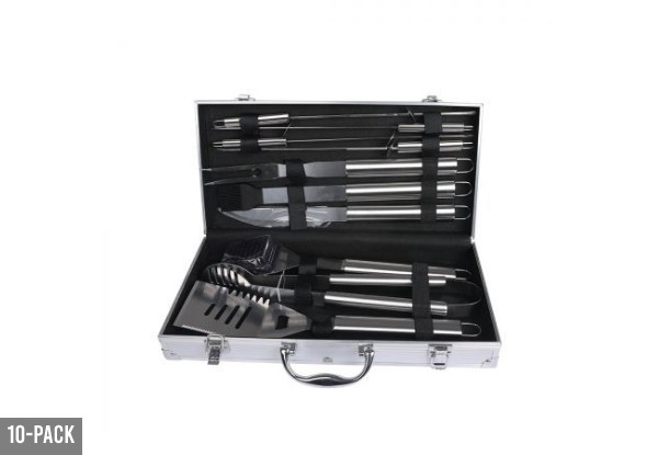 10-Pack Stainless Steel BBQ Tool Set - Option for 18-Pack