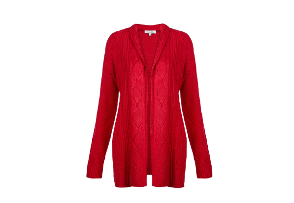 Knitwear World Front Cable Open Knit Cardigan - Available in Two Sizes