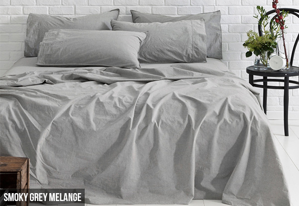 Canningvale Vintage Softwash Sheet Set - Seven Colours & Two Sizes Available with Free Delivery