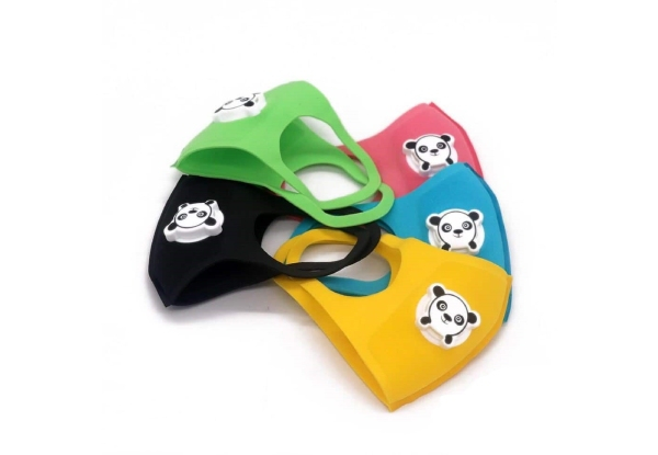 Three-Pack Kids Panda Design Face Mask with Respirator - Option for Five or Ten-Pack