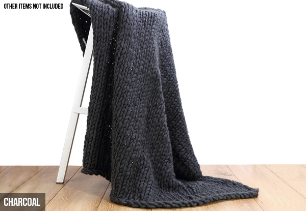 Chunky Knit Woollen Blanket - Four Colours Available with Free Delivery