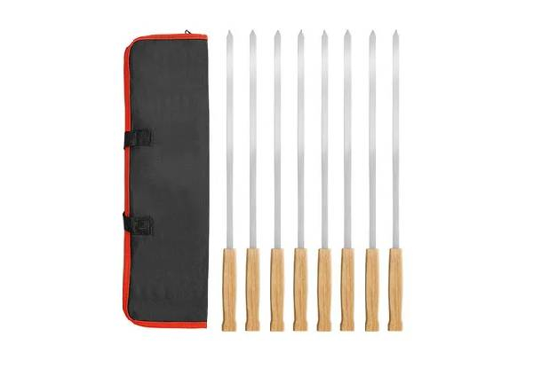 Eight-Piece Stainless Steel BBQ Skewers