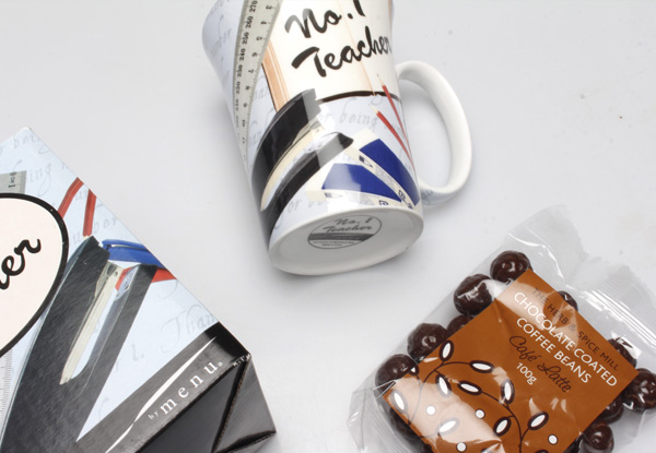 No.1 Teacher Gift Mug incl. Chocolate Coffee Beans