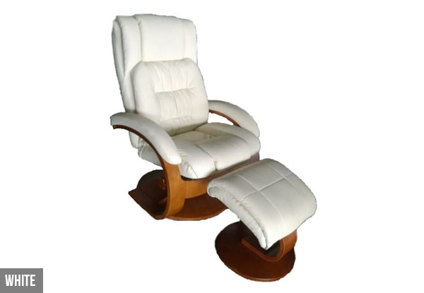 Leather Reclining Chair & Footstool - Five Colours Available