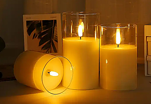 Three-Piece Battery Operated LED Flameless Candle Light Set