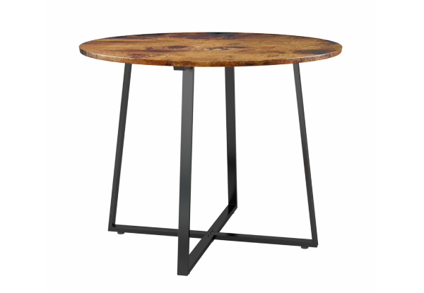 X-Shaped Steel Legs Round Dining Table - Two Colours Available