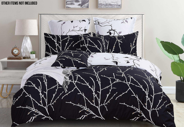 Black & White Reversible Tree Duvet Cover Set - Three Sizes Available & Option for Additional Cushion Covers