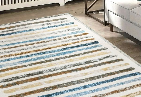 Marlow Soft Plush Vintage Stripe Floor Rug - Four Sizes Available