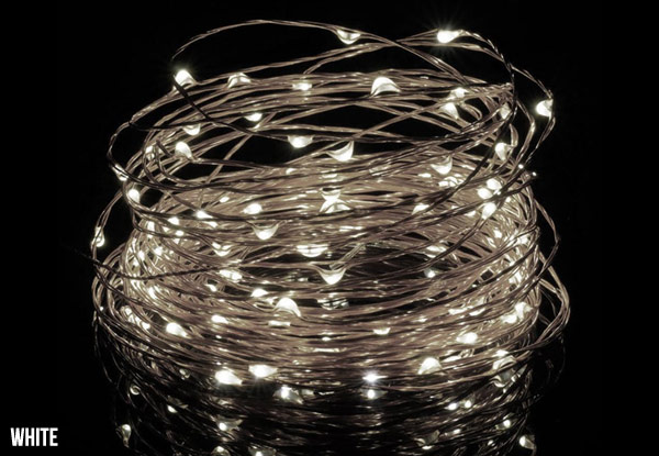Sets of 5m USB or Battery Powered LED Copper Wire String Lights - Six Colours Available