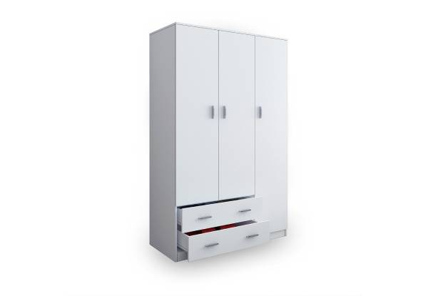 Three-Door Wardrobe Cabinet with Two Drawers - Two Colours Available
