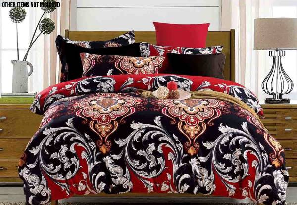 Three-Piece Black & Red Duvet Cover Set - Two Sizes Available