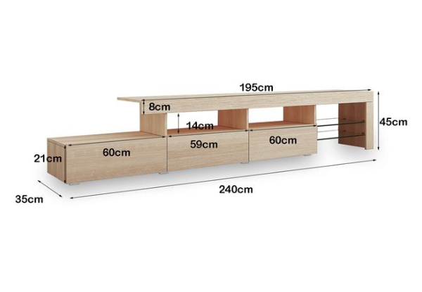 Three-Drawer Oak TV Stand Cabinet