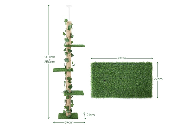 Four-Tier Petscene Cat Scratching Post Tree Tower with Artificial Grass