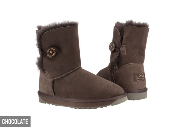 Comfort Me Unisex 'Koala' Australian Made Memory Foam 3/4 Button UGG Boots incl. Complimentary UGG Protector - Five Colours & Seven Sizes Available