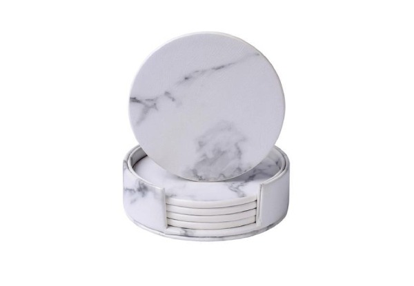 Faux Leather Marble Coasters - Three Colours & Two Styles Available