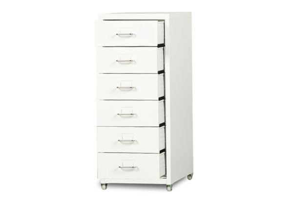Six-Drawer Metal White Storage Cabinet