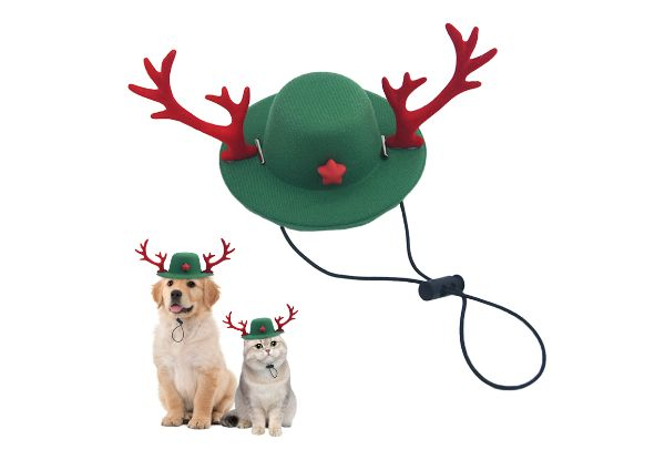 Pet Christmas Reindeer Antlers Hat - Available in Two Colours & Option for Two-Pack