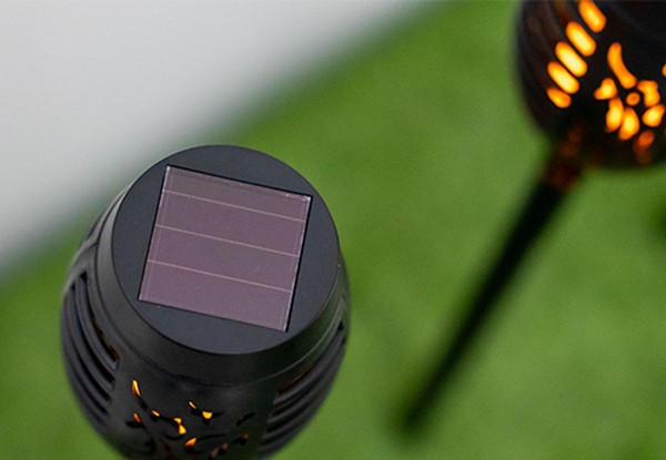 Four-Pack Solar LED Dancing Flame Tiki Lamps