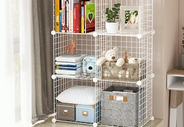 Six-Cube DIY Wire Storage Shelves - Two Colours Available