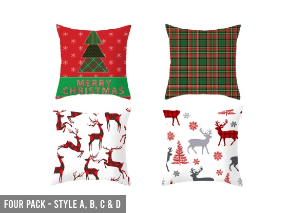 Two-Pack Christmas Cushion Covers - Six Styles Available - Option for Four-Pack
