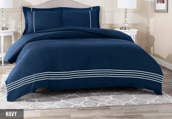 Six-Piece 1200TC Cotton Rich Embroidery Quilt Cover Set - Available in Four Colours & Two Sizes