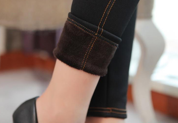 Pair of Fleece Lined Denim-Look Leggings