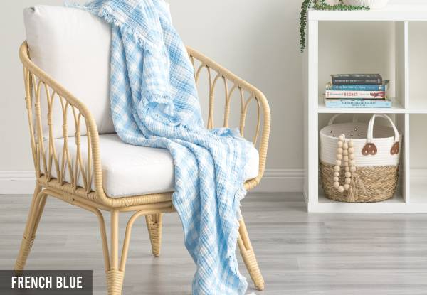Renee Taylor Atlantic Reversible Vintage Washed Yarn Dyed Textured Cotton Throw - Four Colours Available