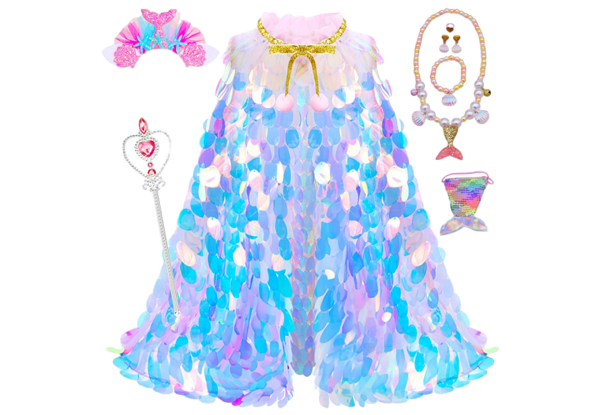 Nine-Piece Mermaid Princess Dress-Up Cape Kit - Option for Two Kits