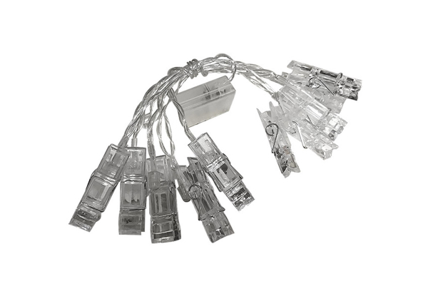 1.5M Battery-Operated 10 LED Peg Clip String Lights - Two Colours Available & Option for Two or Four Packs