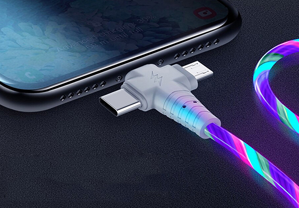Three-in-One LED Flowing Light Charging Cable - Option for Two-Pack