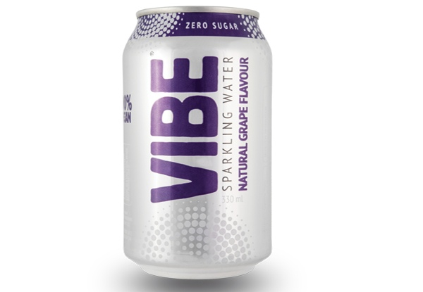 24-Pack Vibe Flavoured Sparkling Water Drinks 330ml - Six Flavours Available