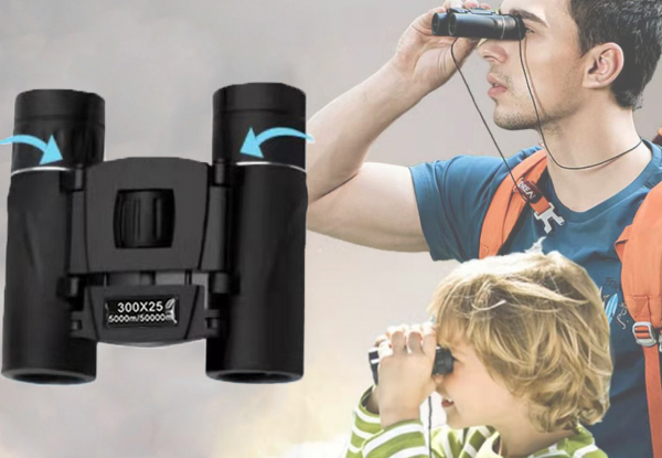 300x25 Folding Binoculars with Phone Holder - Option for Two