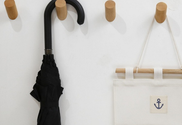 Three-Pack Wall Mounted Wooden Hooks - Two Colours Available & Option for Six-Pack