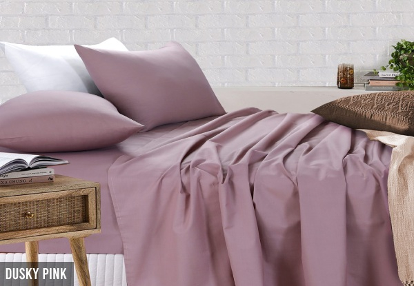 Fitted & Flat Sheet Set with Pillowcases - Five Colours & Six Sizes Available
