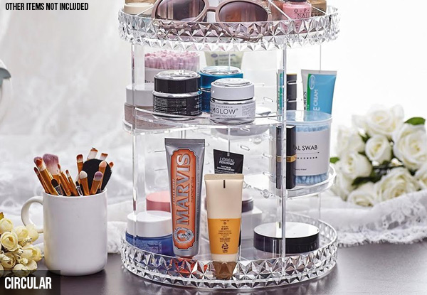 360-Degree Rotating Adjustable Make-Up Organiser - Two Styles Available