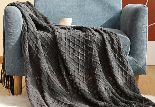 Dark Grey Knitted Throw Blanket - 127 x 152cm - Two Styles Available