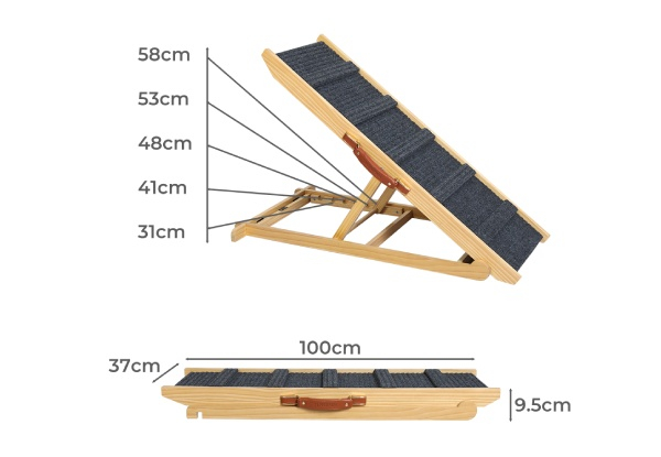 PaWz Adjustable Pet Wood Ramp