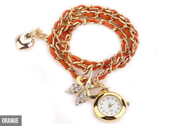 Butterfly Pendant Wrap Watches - Five Colours Available with Free Delivery