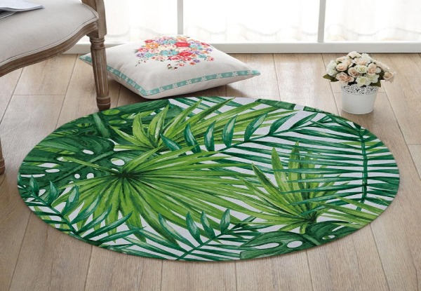 Tropical Leaves Round Non-Slip Rug - Six Designs & Five Sizes Available