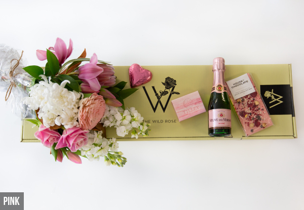 The Ultimate Gift Box incl. Flowers, Mini Bubbly, Chocolate & Soap - Three Options Available incl. Auckland Delivery