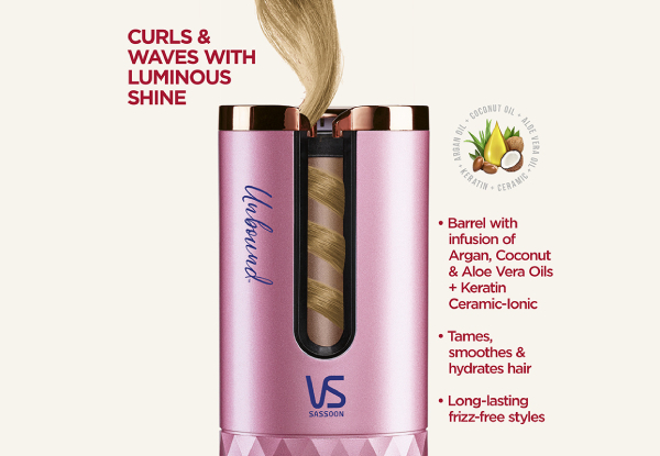 VS Sassoon Unbound Shine-Pro Cordless Auto Curler, 60min