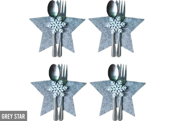 Four-Piece Christmas Cutlery Holder Pockets - Six Styles Available